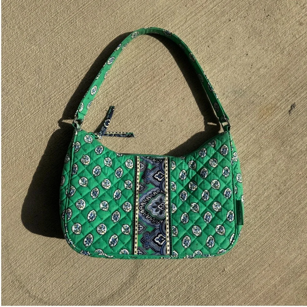Vera Bradley Green Floral Paisley Quilted Cotton Shoulder Bag Women's OS